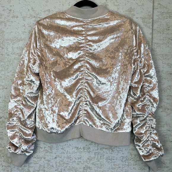 Crushed Velvet Ruched Bomber Jacket Medium Boho Retro Fairy Punk Disco Fate LFD - Picture 11 of 16